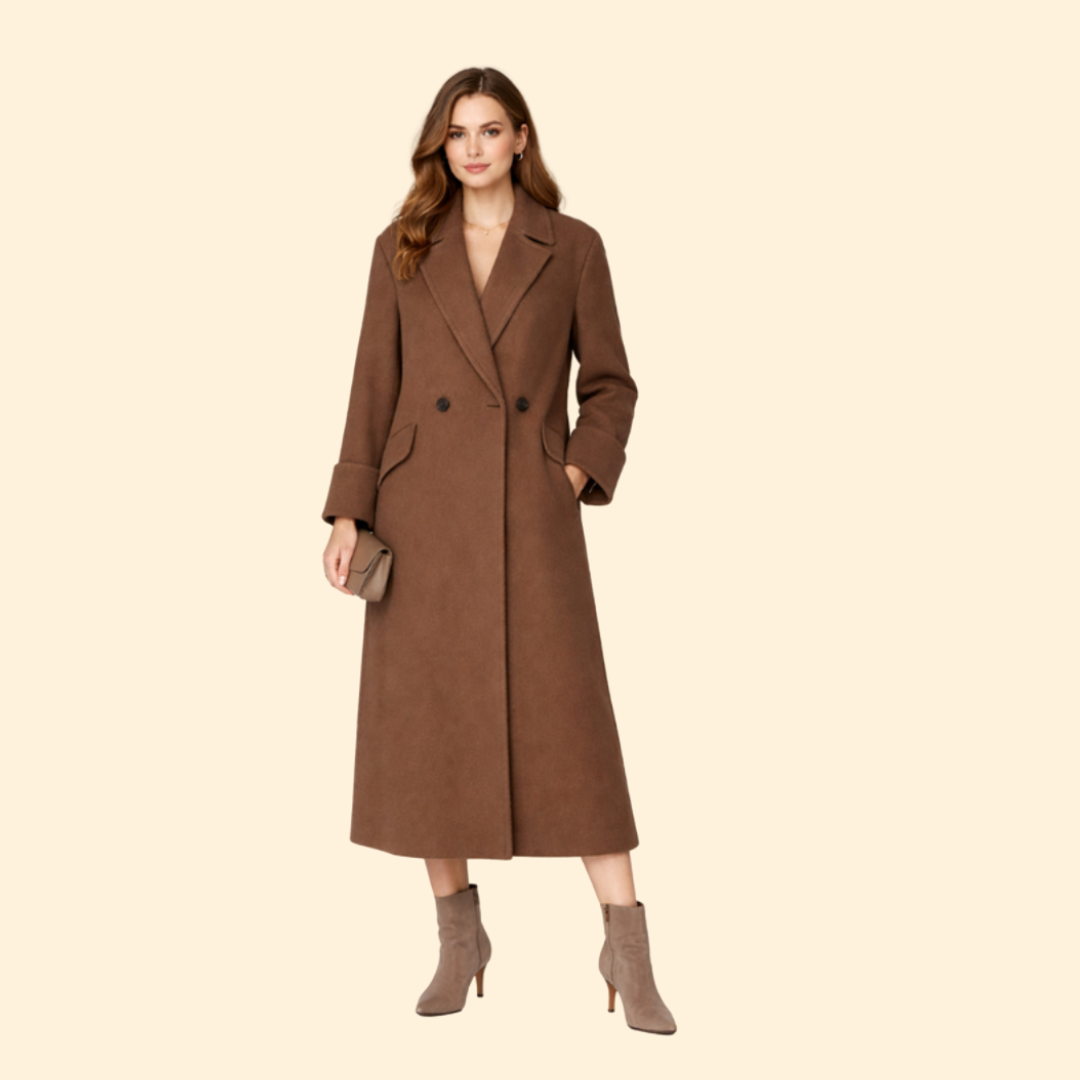 Women’s Long Coat with Notched Collar