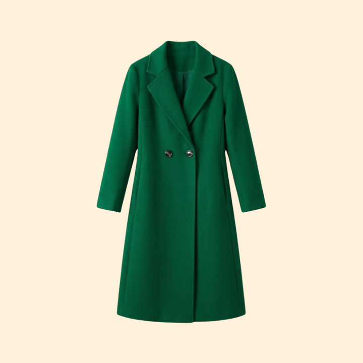 Women’s Long Coat with Notched Lapel Collar