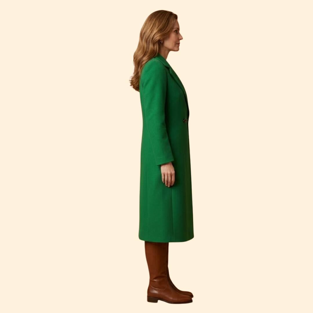 Women’s Long Coat with Notched Lapel Collar