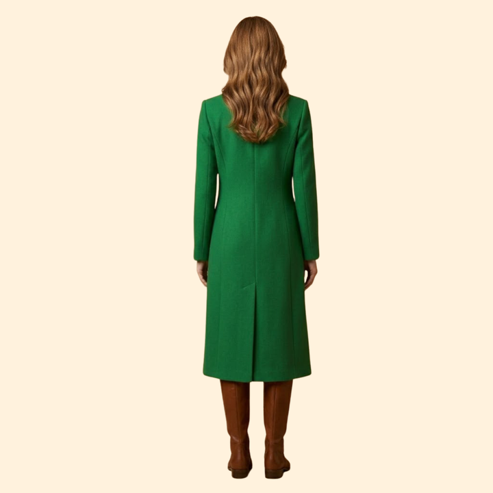 Women’s Long Coat with Notched Lapel Collar
