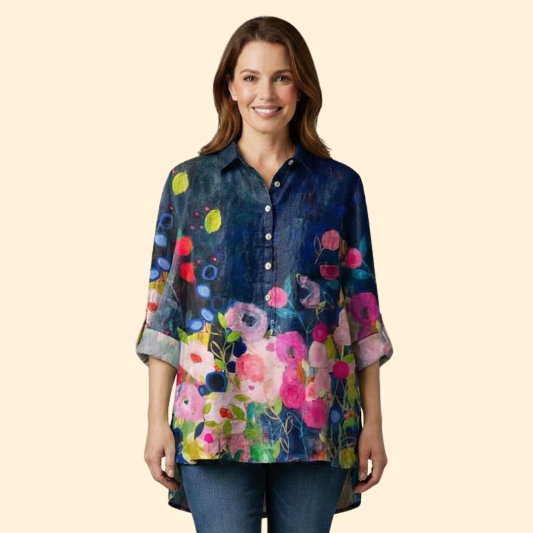 Women’s Long Sleeve Blouse with Floral Pattern