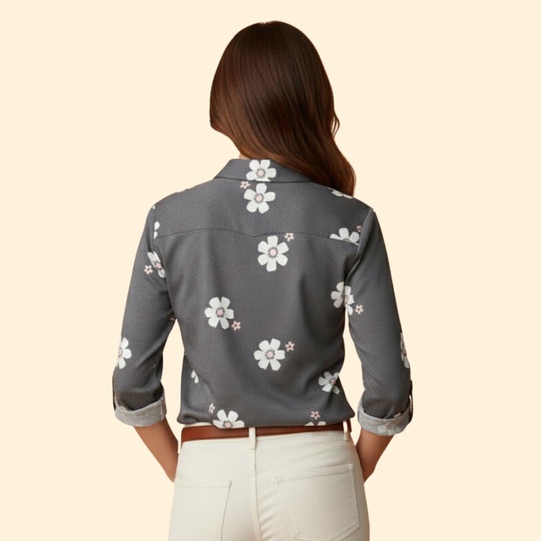Women’s Long Sleeve Blouse with Floral Print