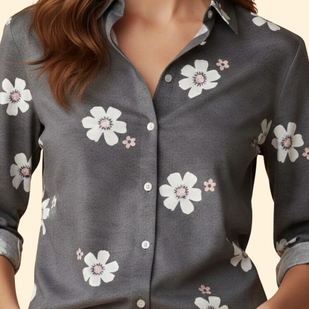 Women’s Long Sleeve Blouse with Floral Print