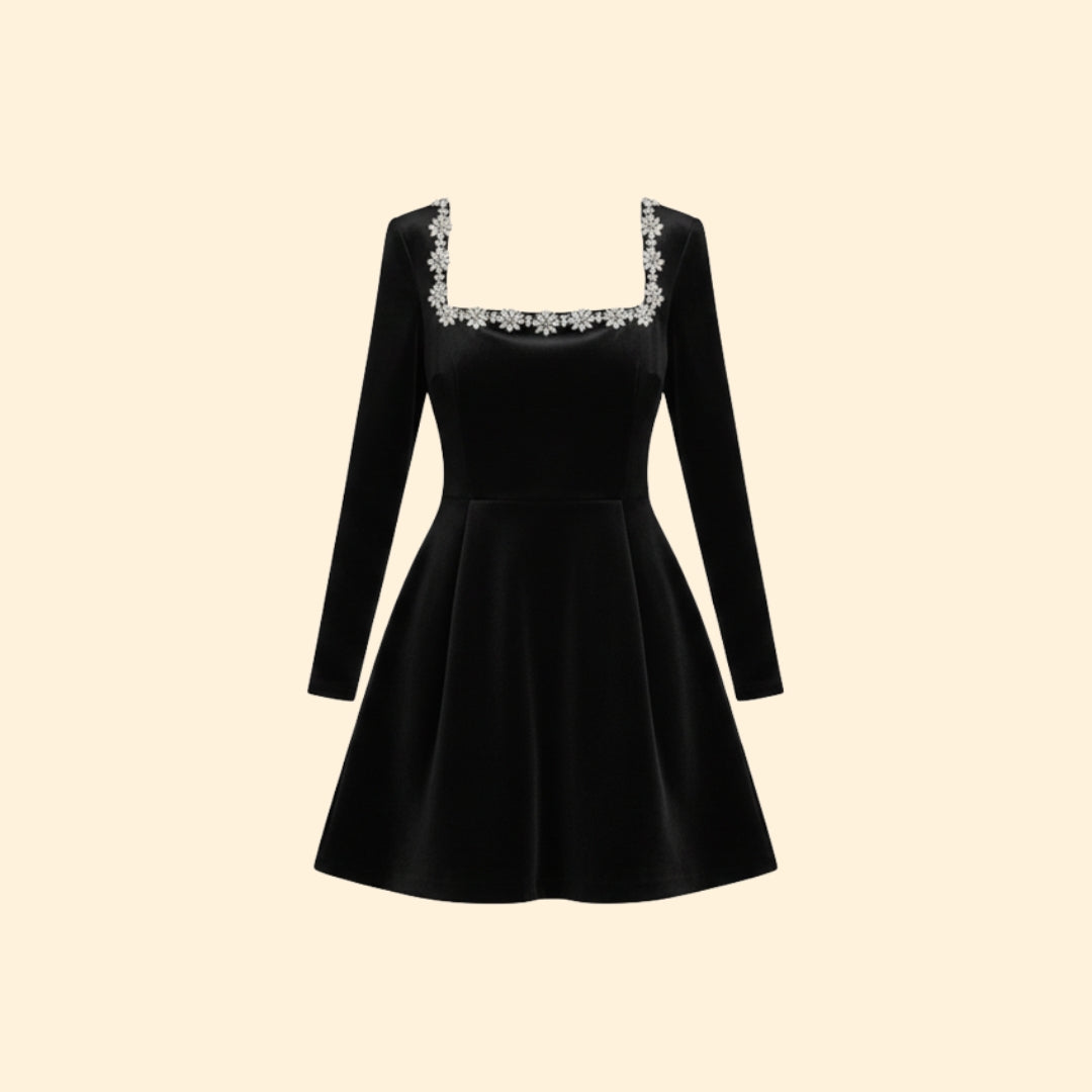 Women’s Long Sleeve Dress with Square Neck