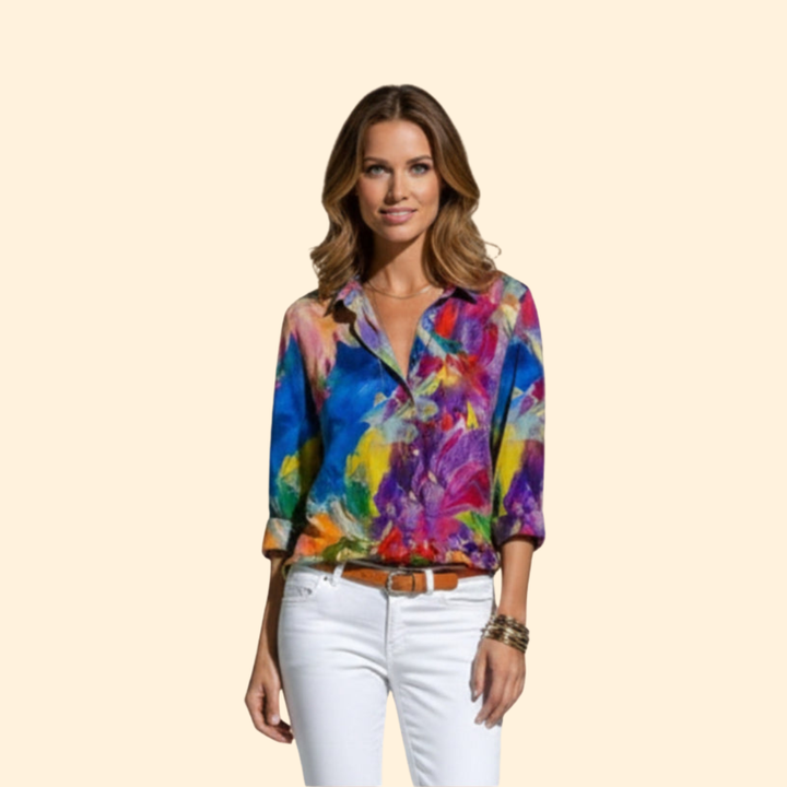 Women’s Long Sleeve Shirt with Colorful Stripes