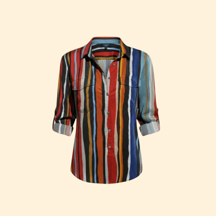 Women’s Long Sleeve Shirt with Colorful Stripes
