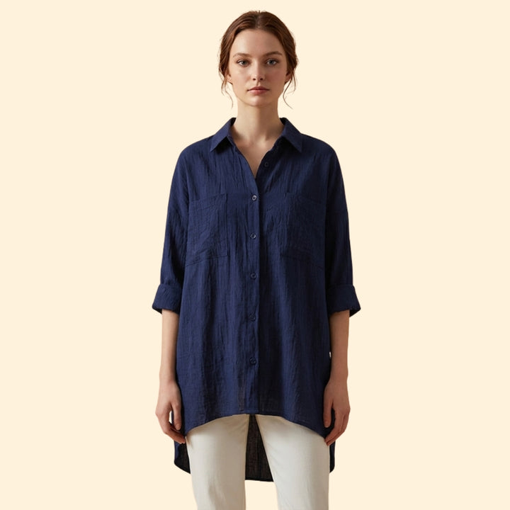 Women’s Loose-Fit Blouse with Button Front