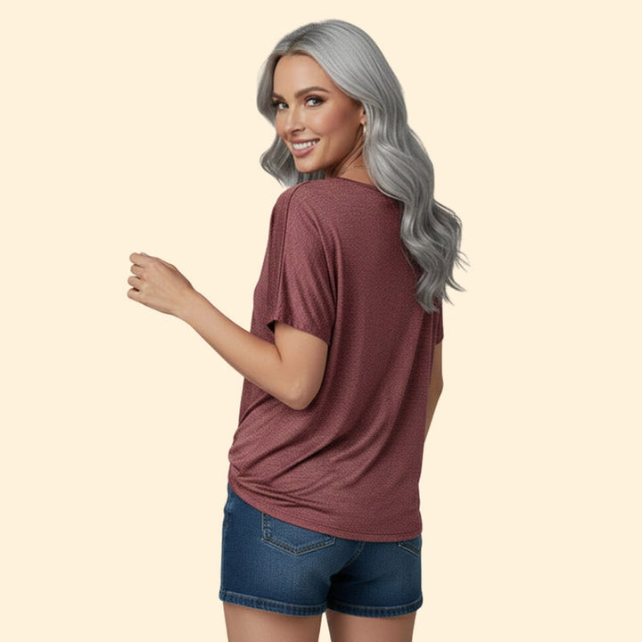 Women’s Loose Fit T-Shirt with Wooden Buttons