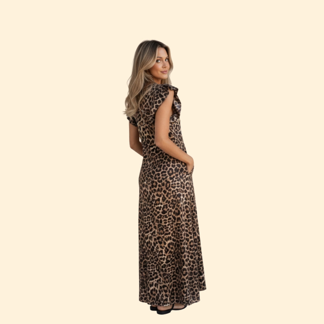 Women’s Maxi Dress with Ruffle Sleeves and Pockets