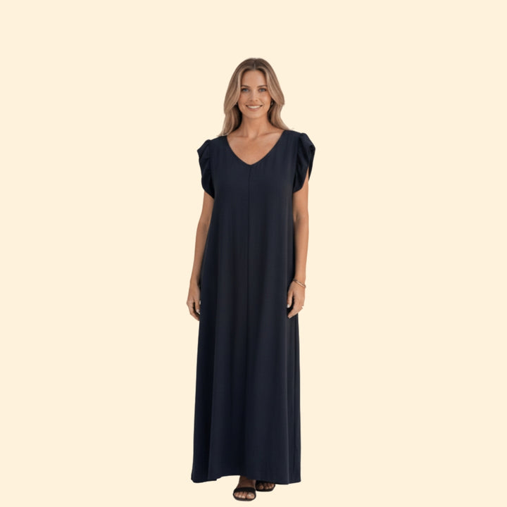 Women’s Maxi Dress with Ruffle Sleeves and Pockets