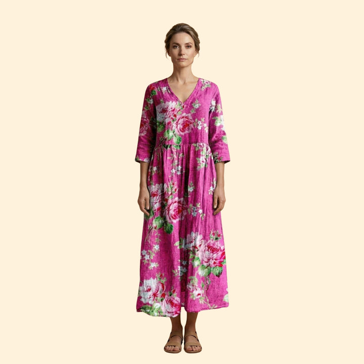Women's Printed Dress with V-Neck