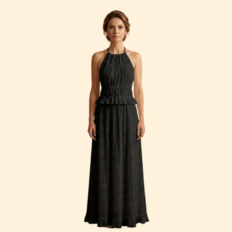 Women’s Maxi Skirt Set with Ruffle Texture