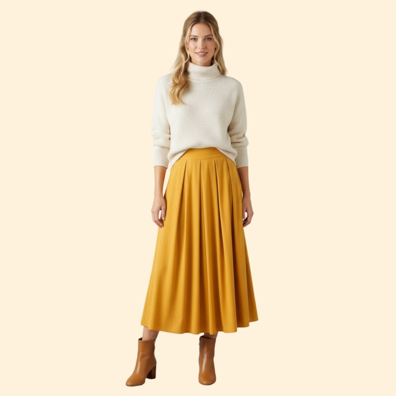 Women’s Maxi Skirt with High-Waist Pleats