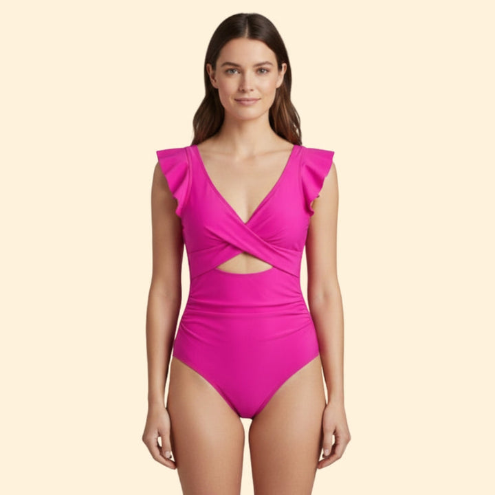 Women’s One-Piece Swimsuit with Ruffled Sleeves