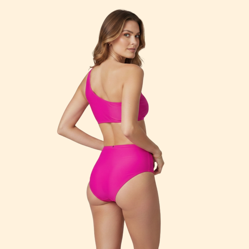 Women’s One-Shoulder Bikini Set with Side Ruching