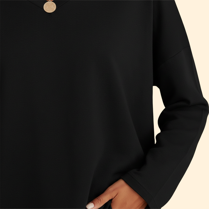Women’s Oversized V-Neck T-Shirt with Long Sleeves