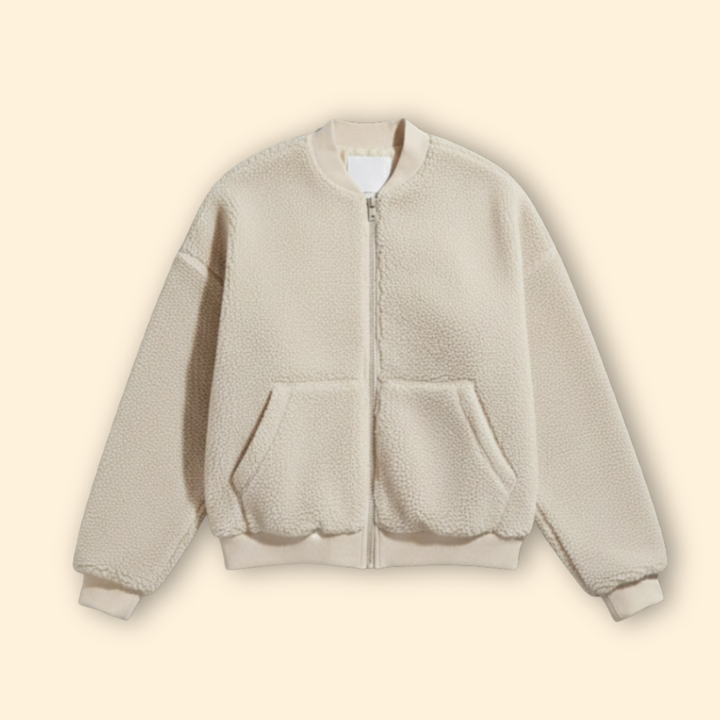 Women’s Fleece Bomber Jacket with Front Pockets