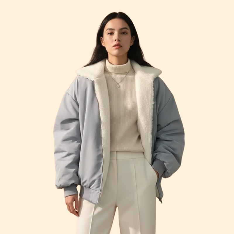 Women’s Plus Size Bomber Jacket with Zip Closure