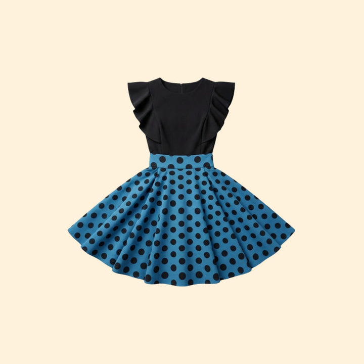 Women’s Polka Dot Rockabilly Dress with Sleeveless Top
