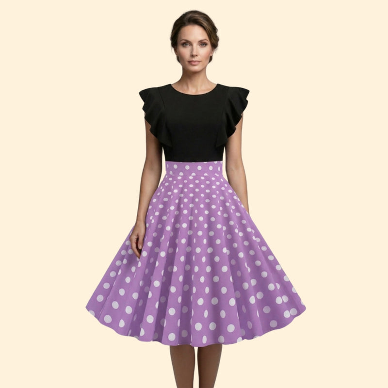 Women’s Polka Dot Rockabilly Dress with Sleeveless Top