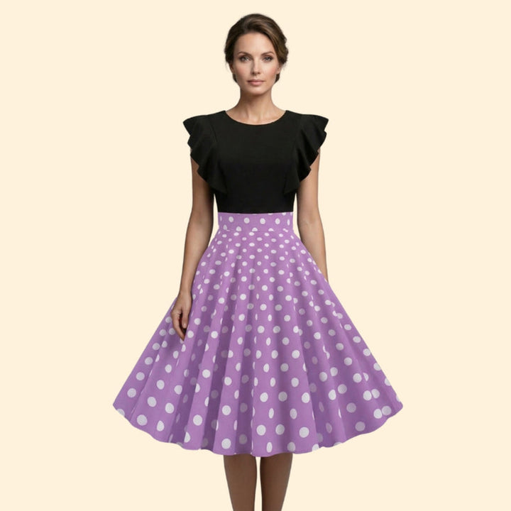 Women’s Polka Dot Rockabilly Dress with Sleeveless Top