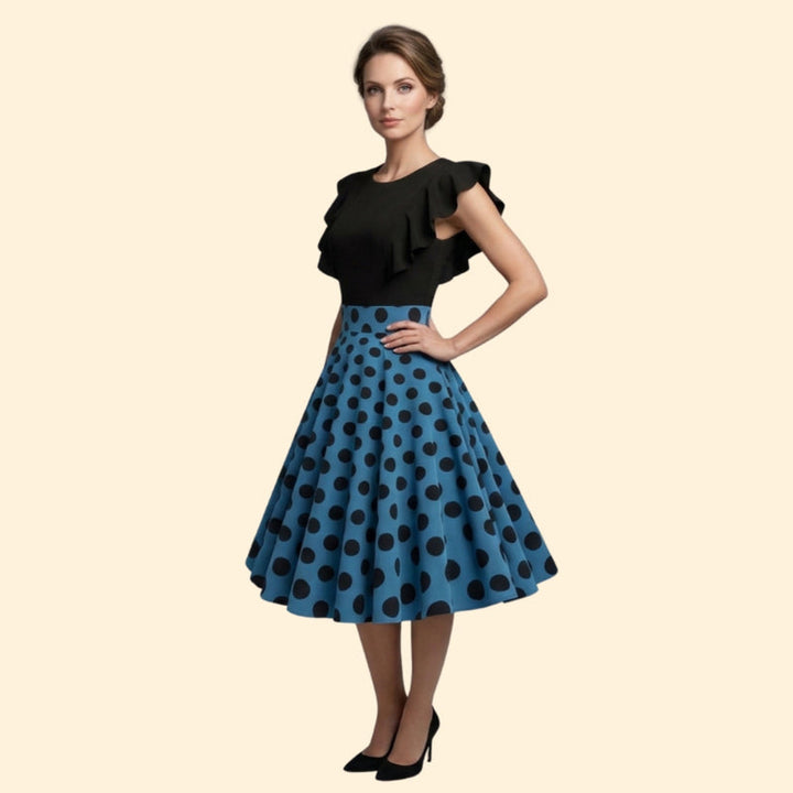 Women’s Polka Dot Rockabilly Dress with Sleeveless Top