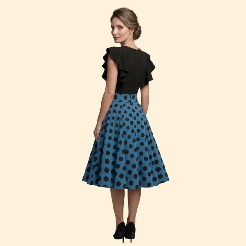 Women’s Polka Dot Rockabilly Dress with Sleeveless Top