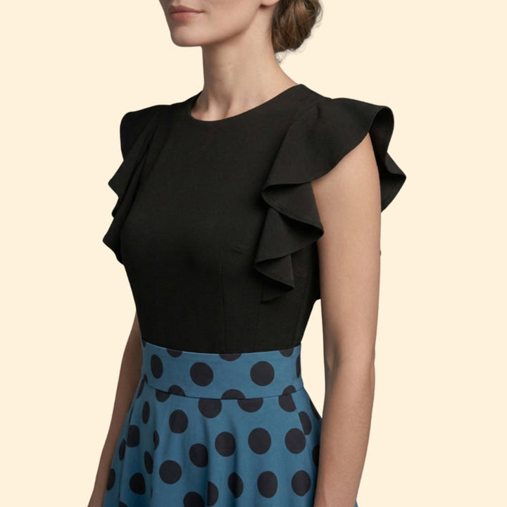 Women’s Polka Dot Rockabilly Dress with Sleeveless Top