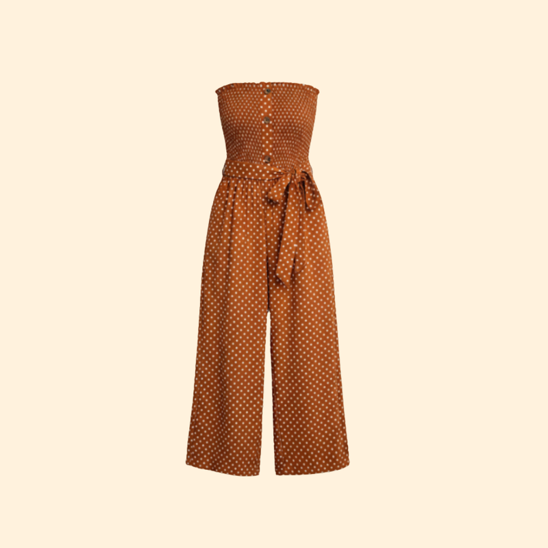 Women’s Polka Dot Jumpsuit Cropped Legs