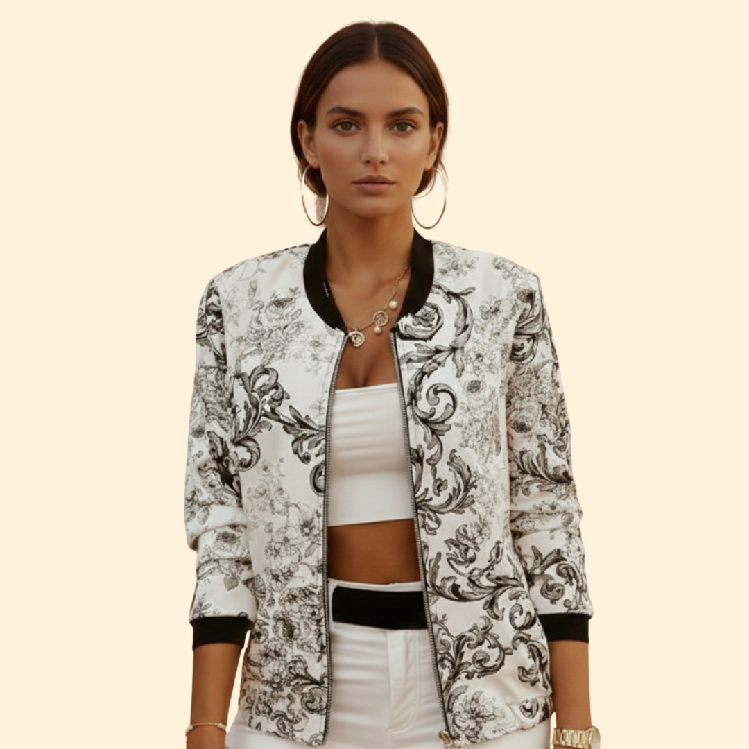 Women’s Bomber Jacket with Front Zip Closure