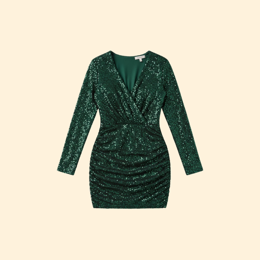 Women’s Sequin Dress with V-Neck Design