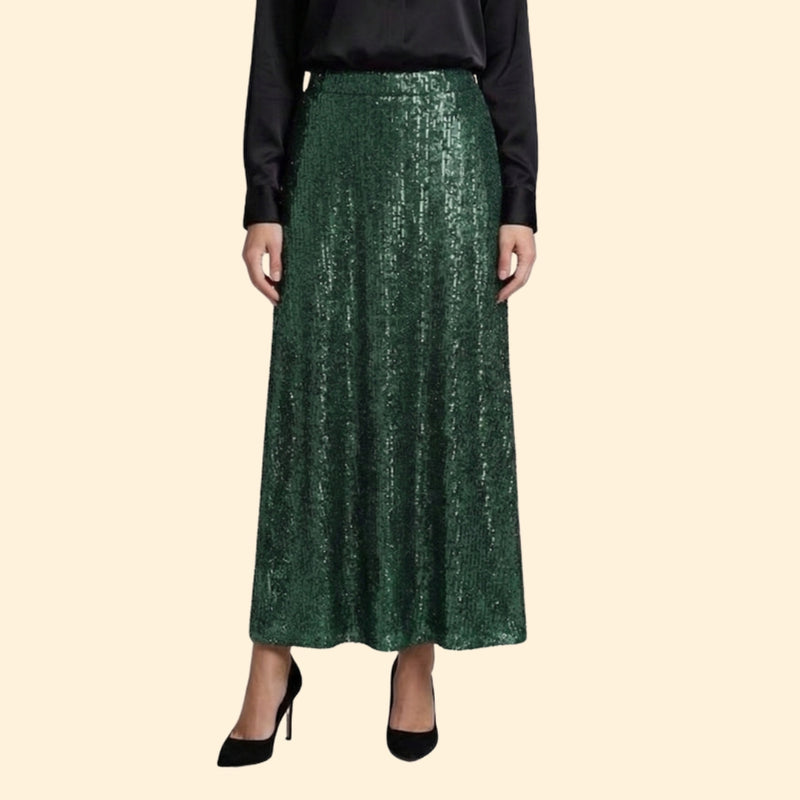 Women’s Sequin Maxi Skirt with High Waist