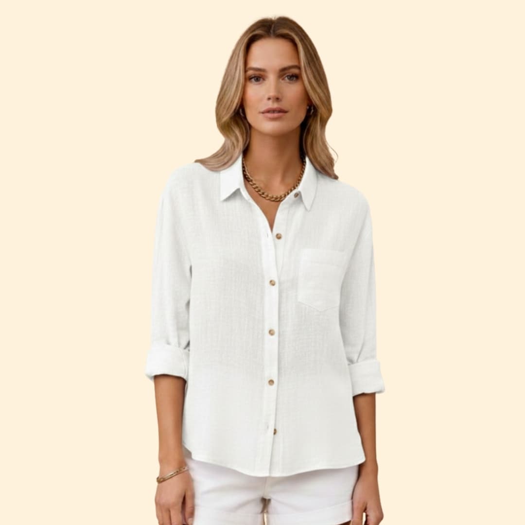 Women’s Short Sleeve Shirt with Button Placket