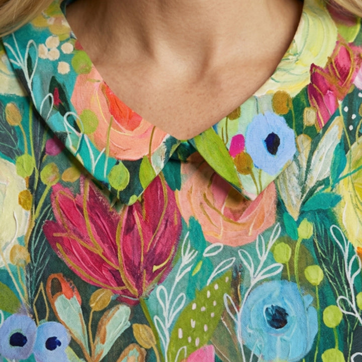 Women’s Short Sleeve Shirt with Watercolor Print