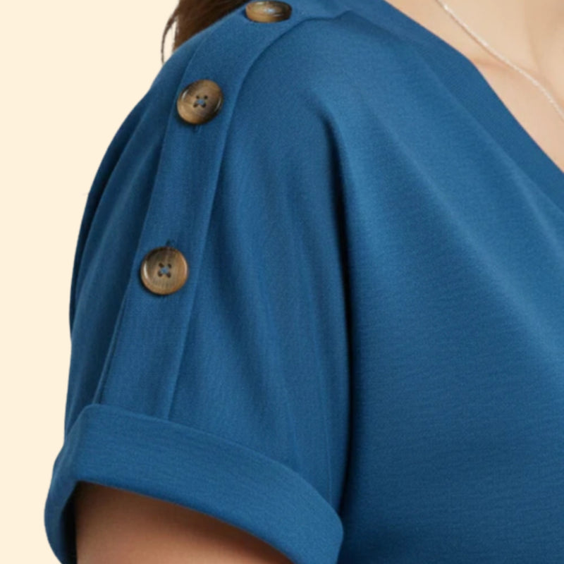 Women’s Short Sleeve T-Shirt with Button Closure