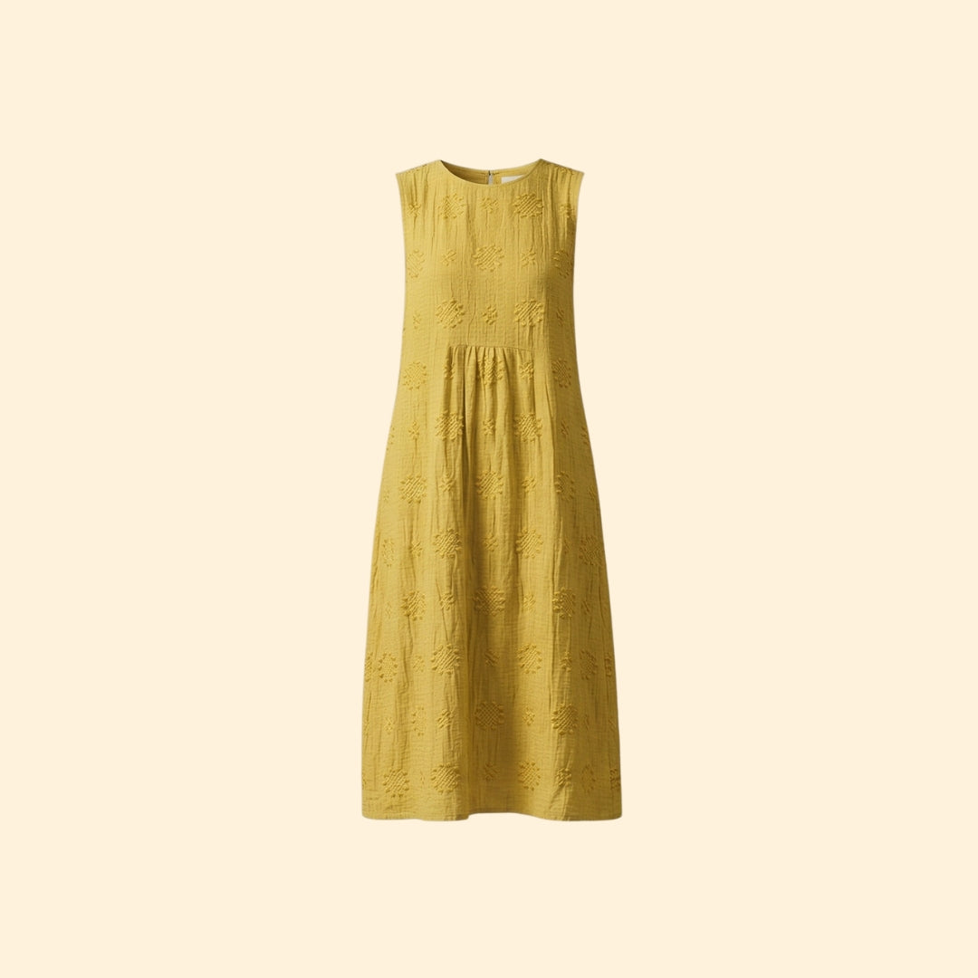 Women's Sleeveless Dress with Floral Embroidery