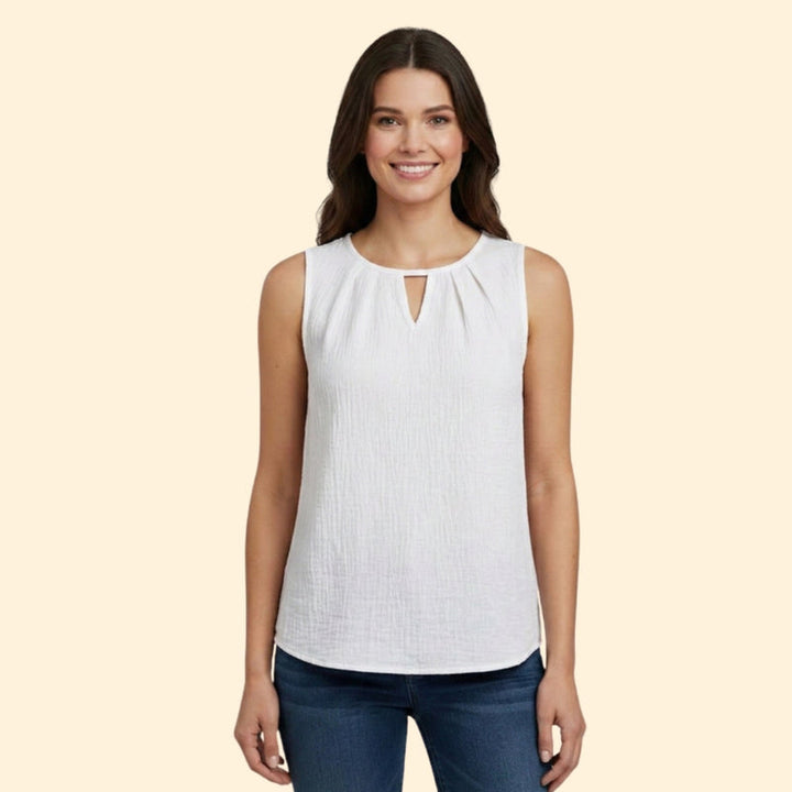 Women’s Sleeveless Top with Keyhole Neckline
