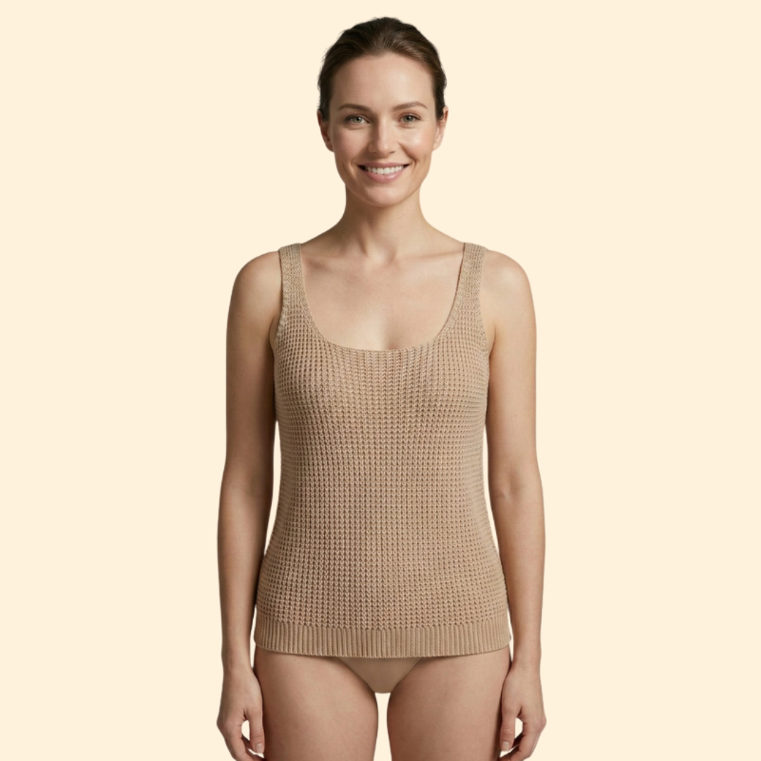 Women’s Sleeveless Top with Ribbed Knit Texture