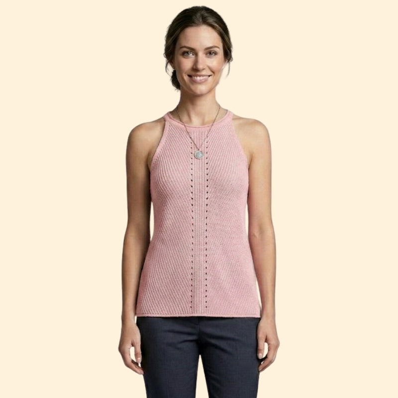 Women's Sleeveless Top with Ribbed Texture