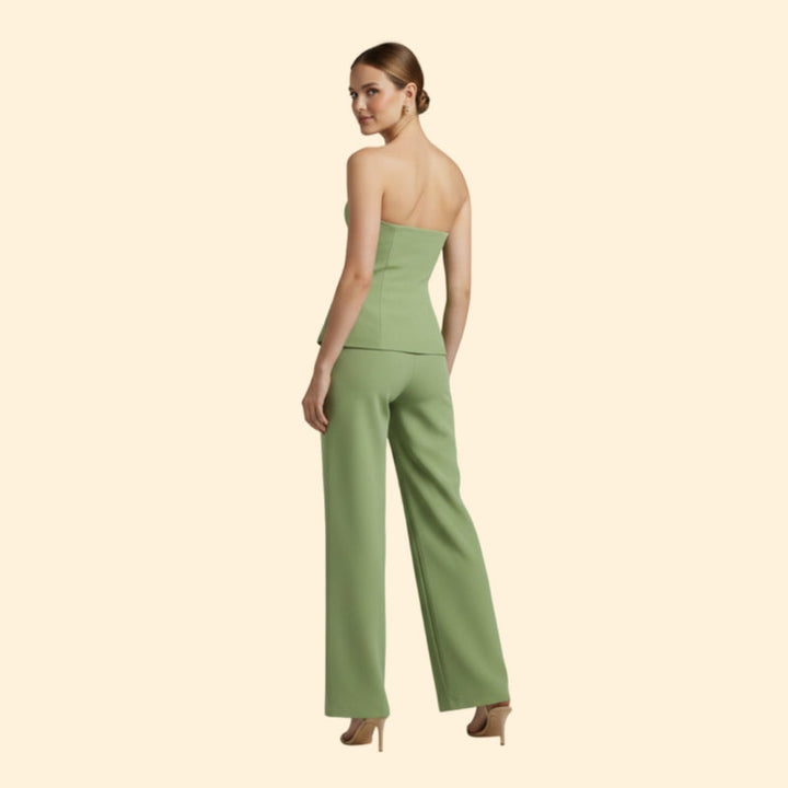 Women’s Strapless Top and Wide-Leg Pants Set