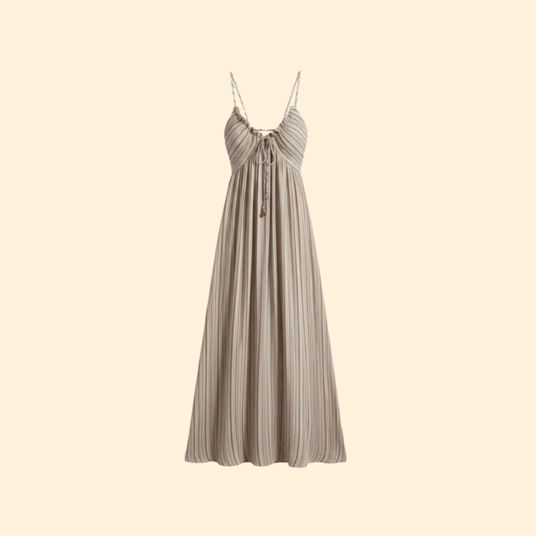 Women’s Striped Maxi Dress with Adjustable Straps