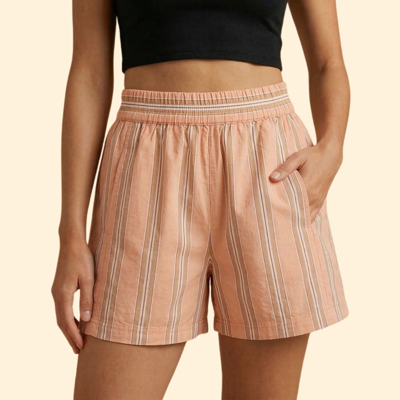 Women’s Striped Shorts with Elastic Waistband
