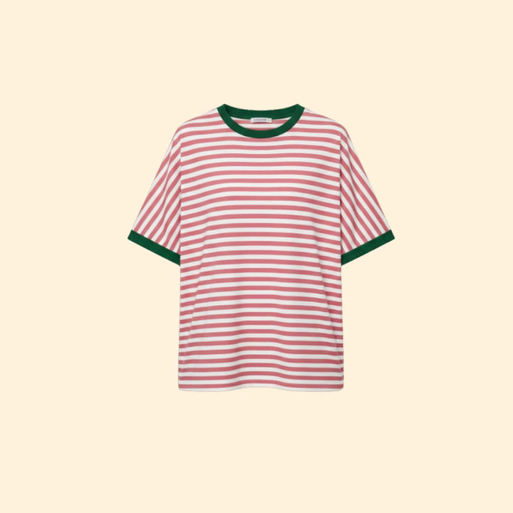 Women’s Striped T-shirt with Contrasting Sleeves