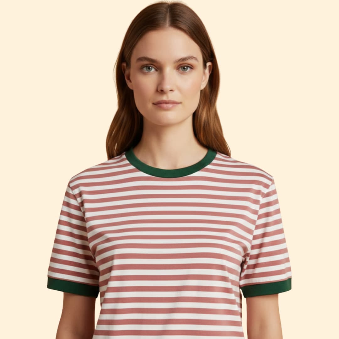 Women’s Striped T-shirt with Contrasting Sleeves