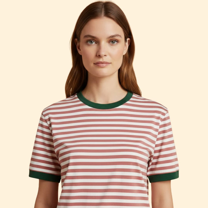 Women’s Striped T-shirt with Contrasting Sleeves