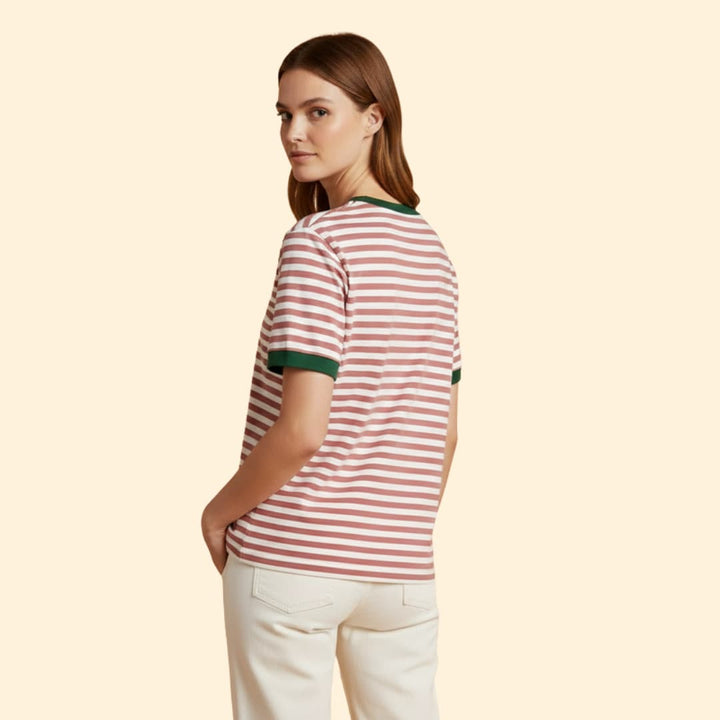 Women’s Striped T-shirt with Contrasting Sleeves