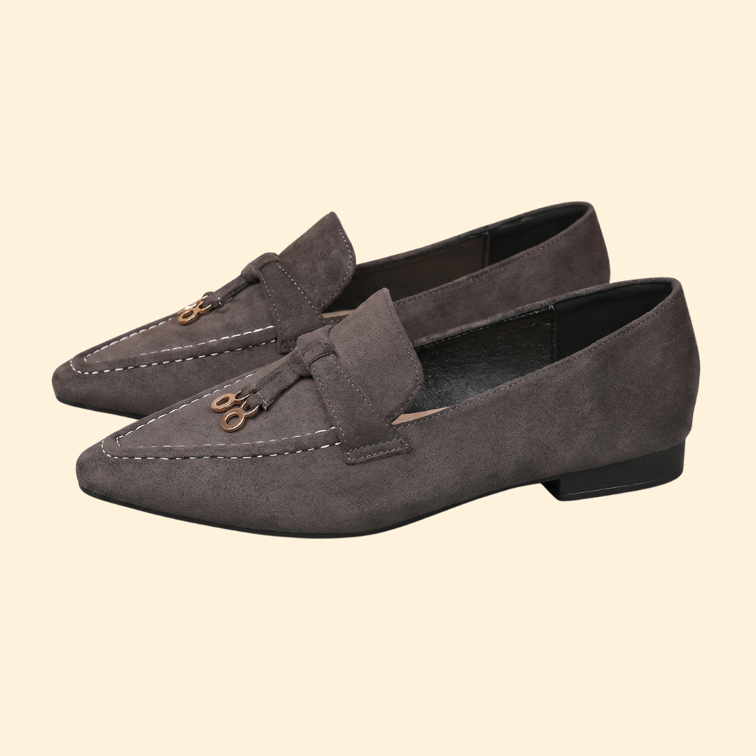 Women's Suede Loafers with Topstitching