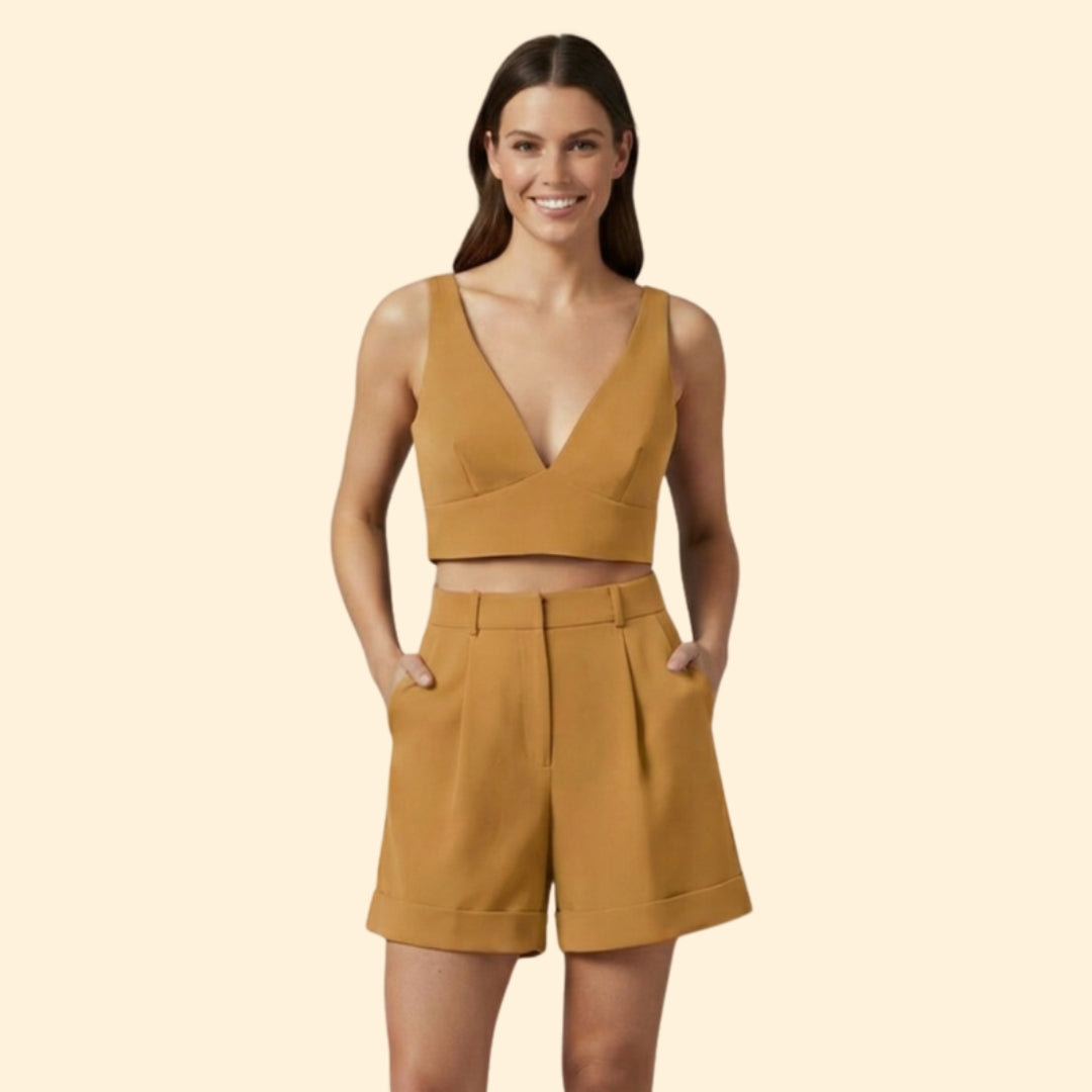 Women’s Summer Set with High-Waist Shorts