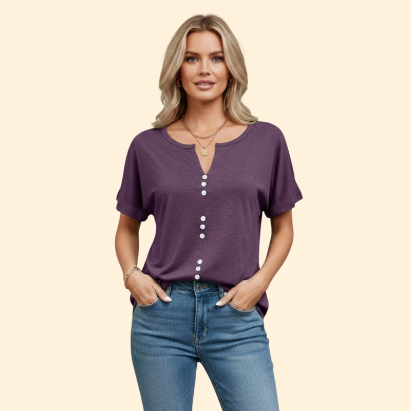Women’s T-Shirt with Button Front Detail