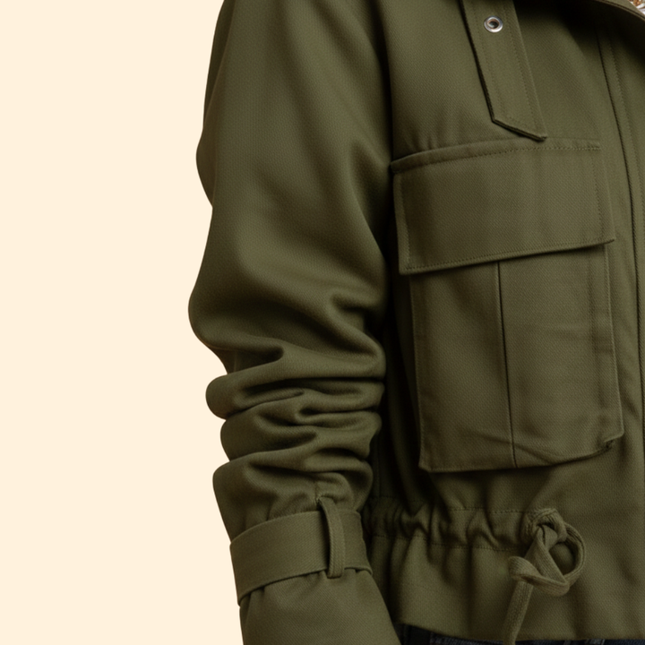 Women’s Bomber Jacket with Adjustable Waist Drawstring